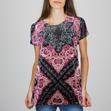 Blusa Casual color Rosa con Negro para Dama