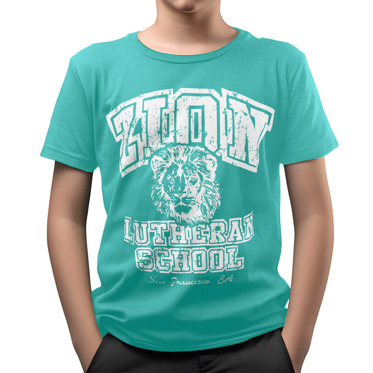 Playera Básica con Estampado de León para Niño, color Aqua