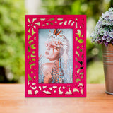 Portarretratos con Diseño de Flores color Rosa 10x15cm