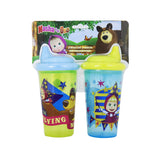 Set de 2 Vasos Entrenadores con Tapa, Diseño Masha y El Oso