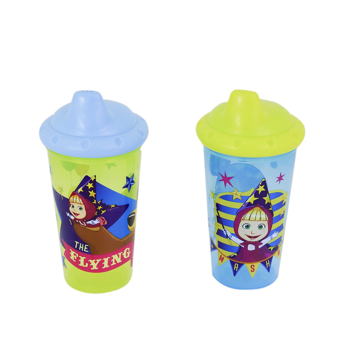 Set de 2 Vasos Entrenadores con Tapa, Diseño Masha y El Oso