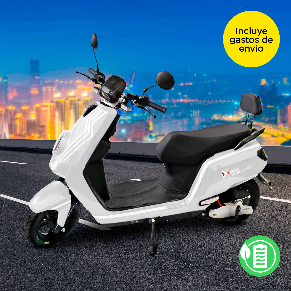 Motocicleta Eléctrica E-Bike ZK color Blanco con Plata, , Marca Kiwo