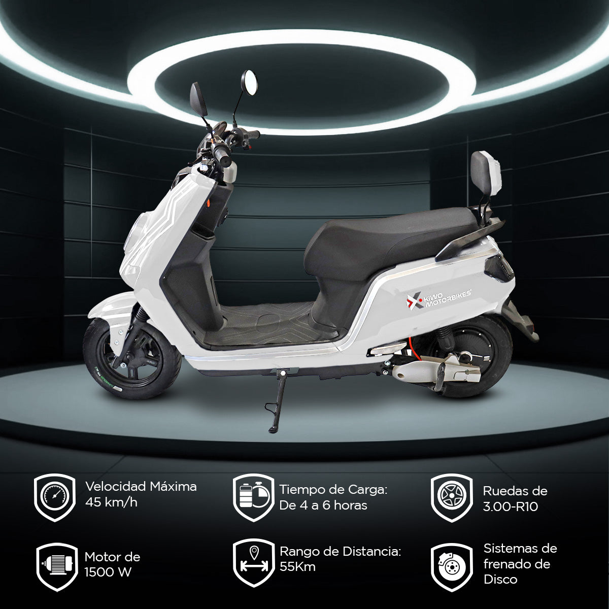 Motocicleta Eléctrica E-Bike ZK color Blanco con Plata, , Marca Kiwo