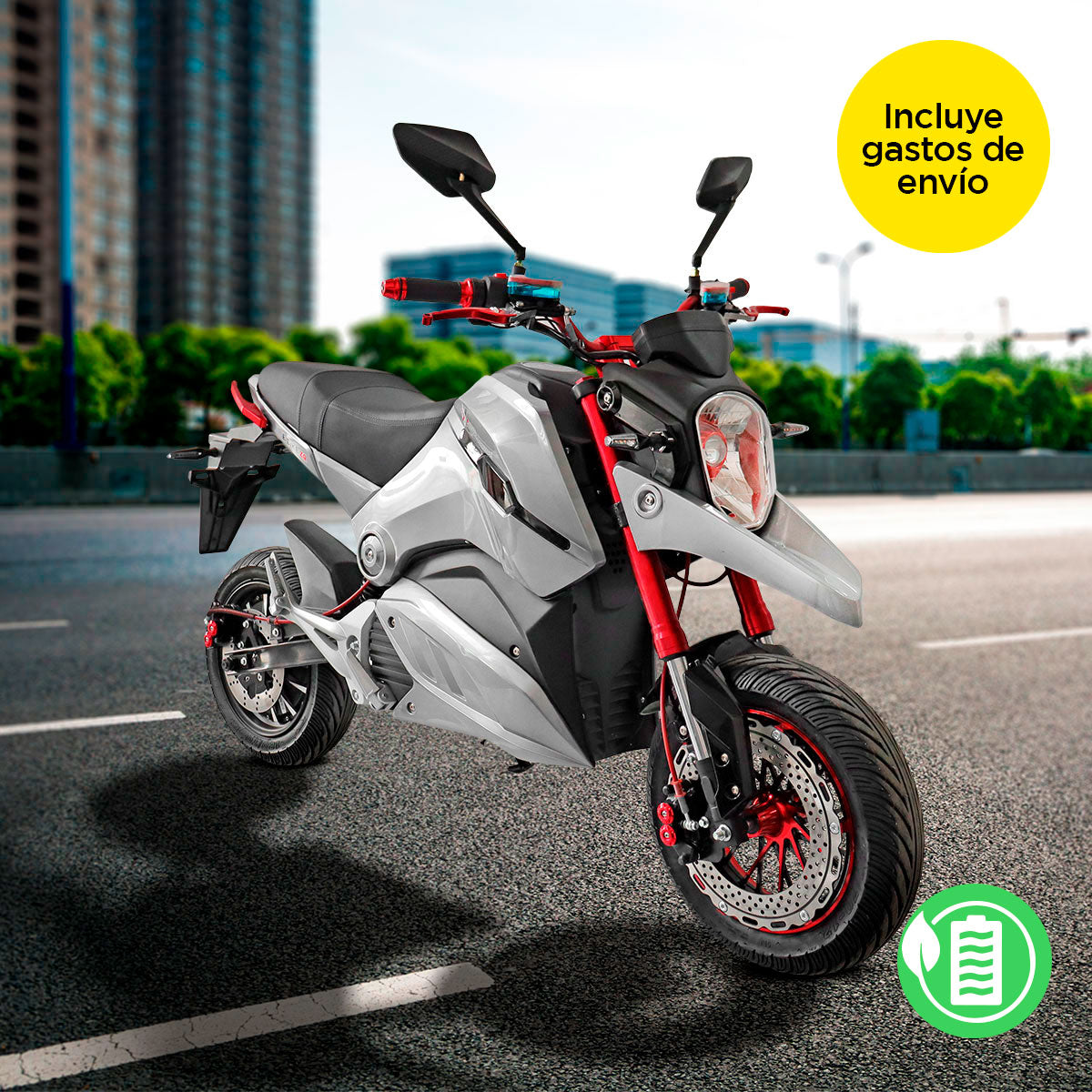 Motocicleta Eléctrica E-Bike ZQ color Plata