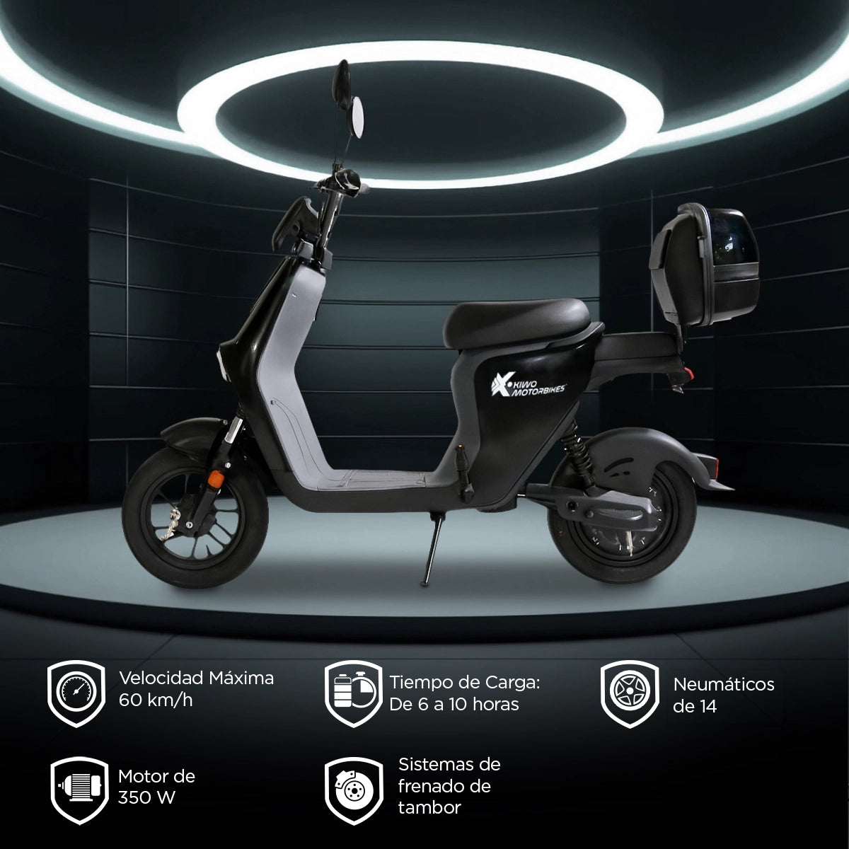 Bicicleta Eléctrica Kiwo, SSD100 color Negro con Gris