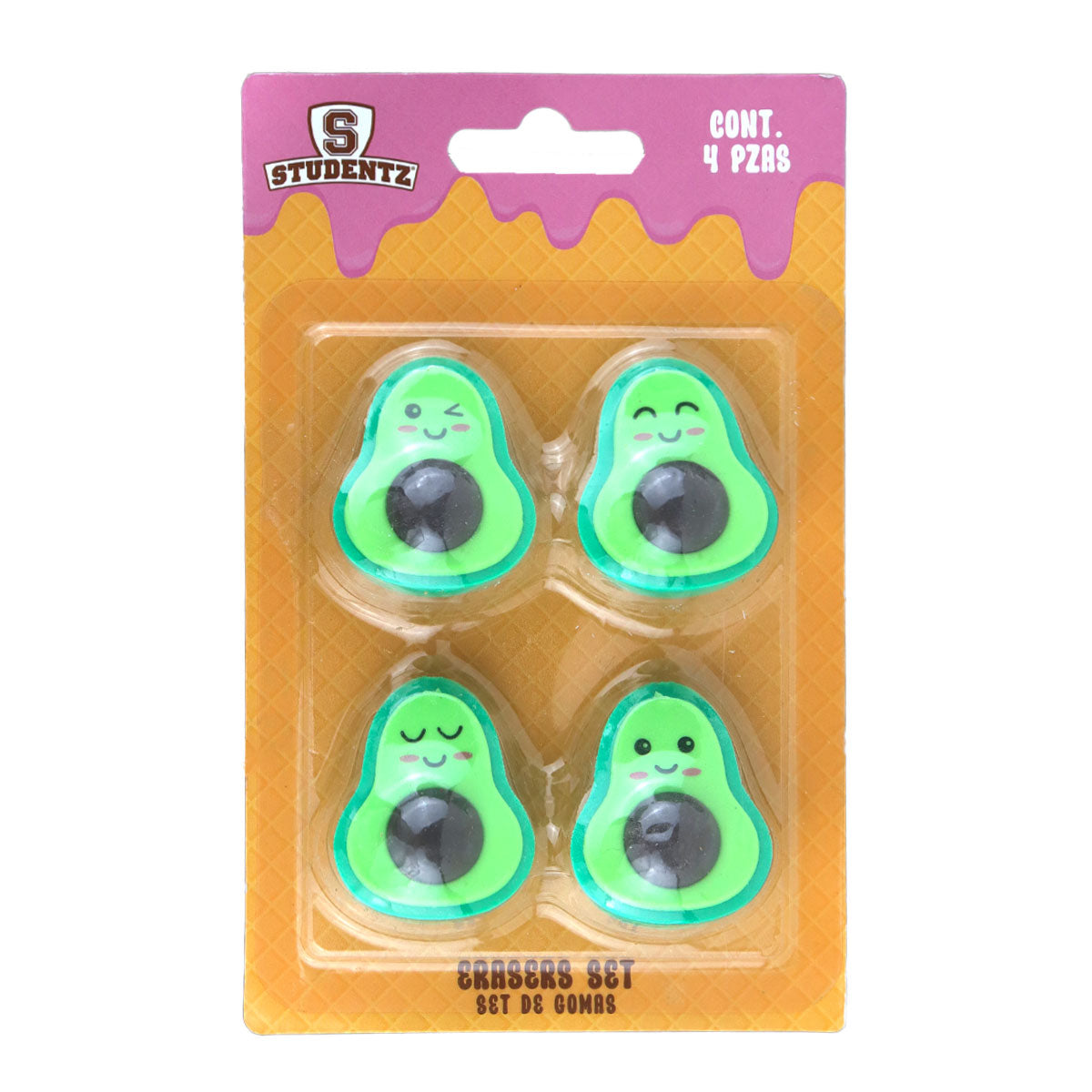 Set de 4 Gomas en Forma de Aguacate