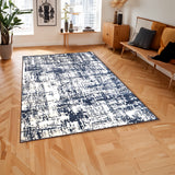 Alfombra Jaspeada, Color Azul con Blanco, 200x140 cm