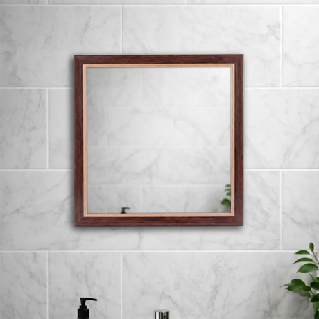 Espejo en Forma Cuadrada, Color Café