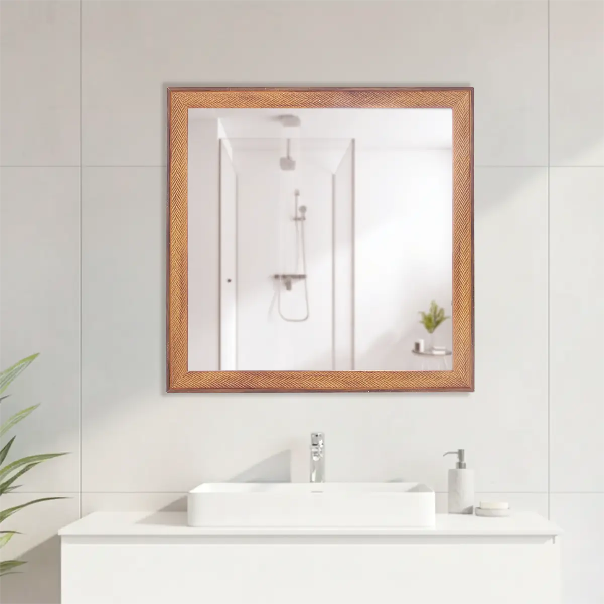 Espejo Cuadrado, Marco Café