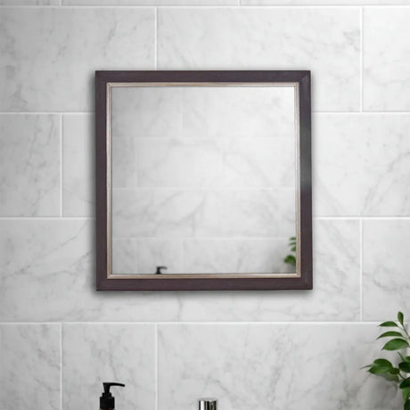 Espejo en Forma Cuadrada, Color Café Oscuro