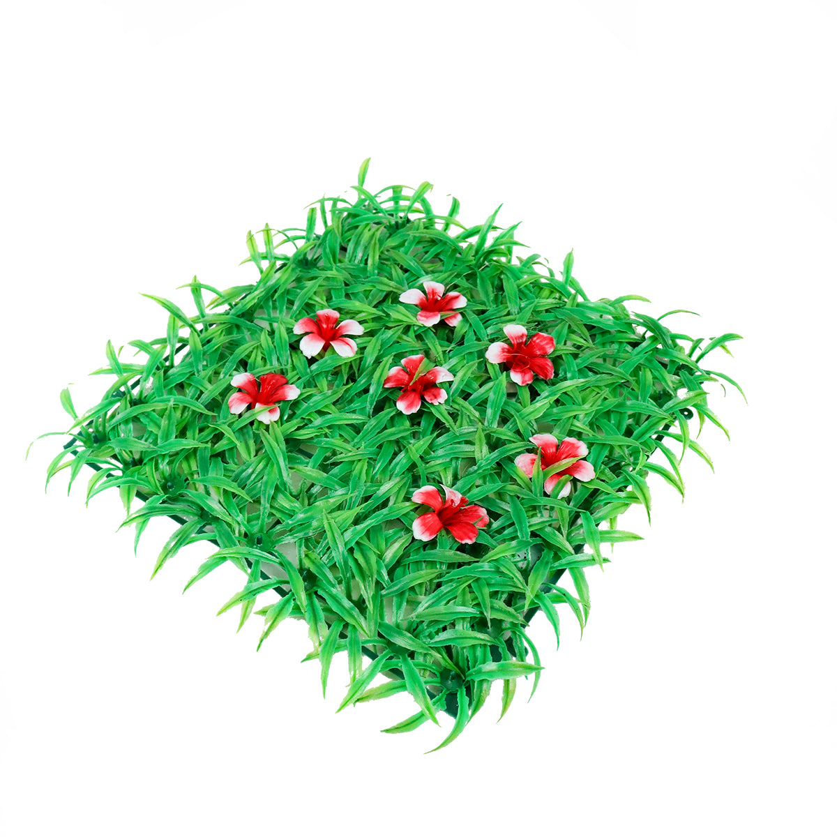 Pasto Artificial con Flores color Rojo para Decoración, 25x25cm