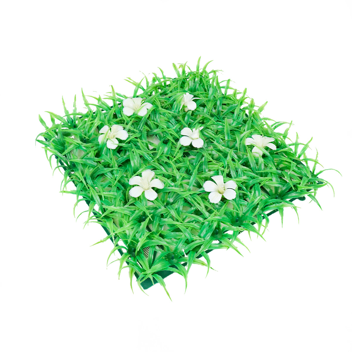 Pasto Artificial con Flores para Decoración, color Blanco