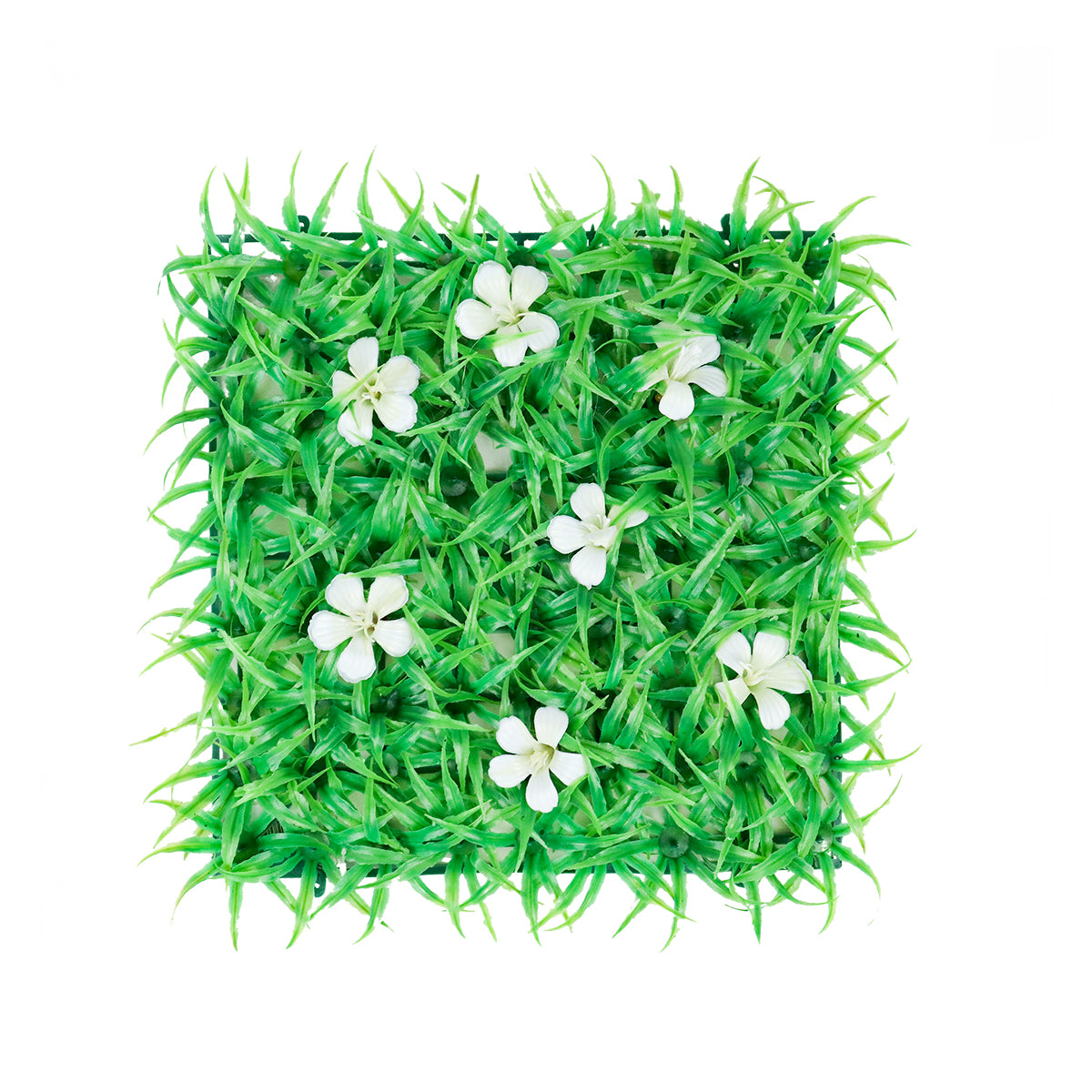Pasto Artificial con Flores para Decoración, color Blanco