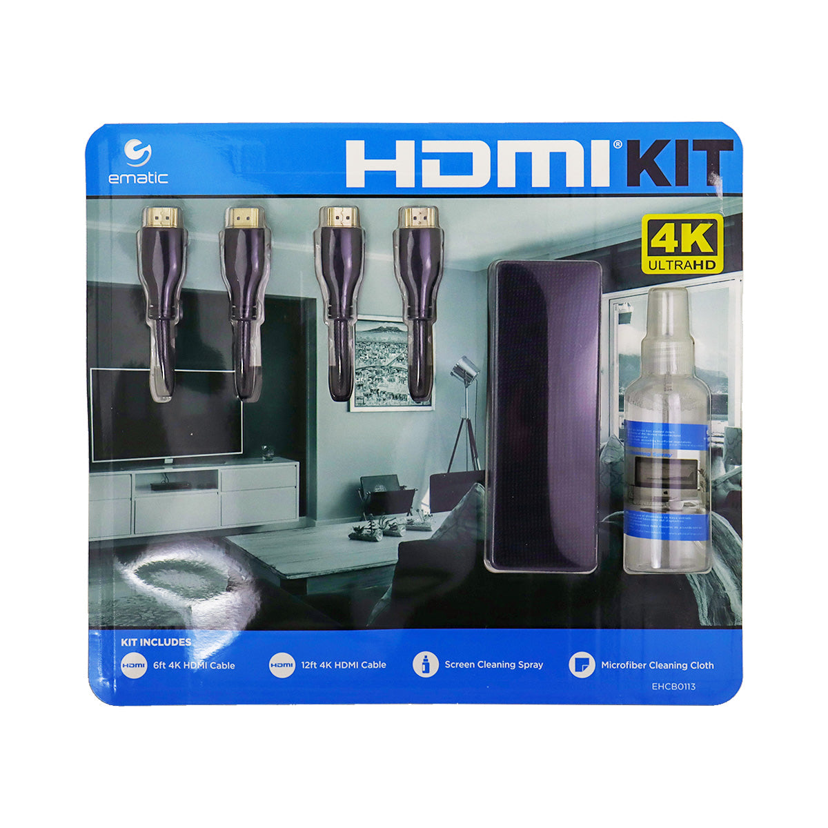 Kit de Cables HDMI 4K Ematic, 4 piezas