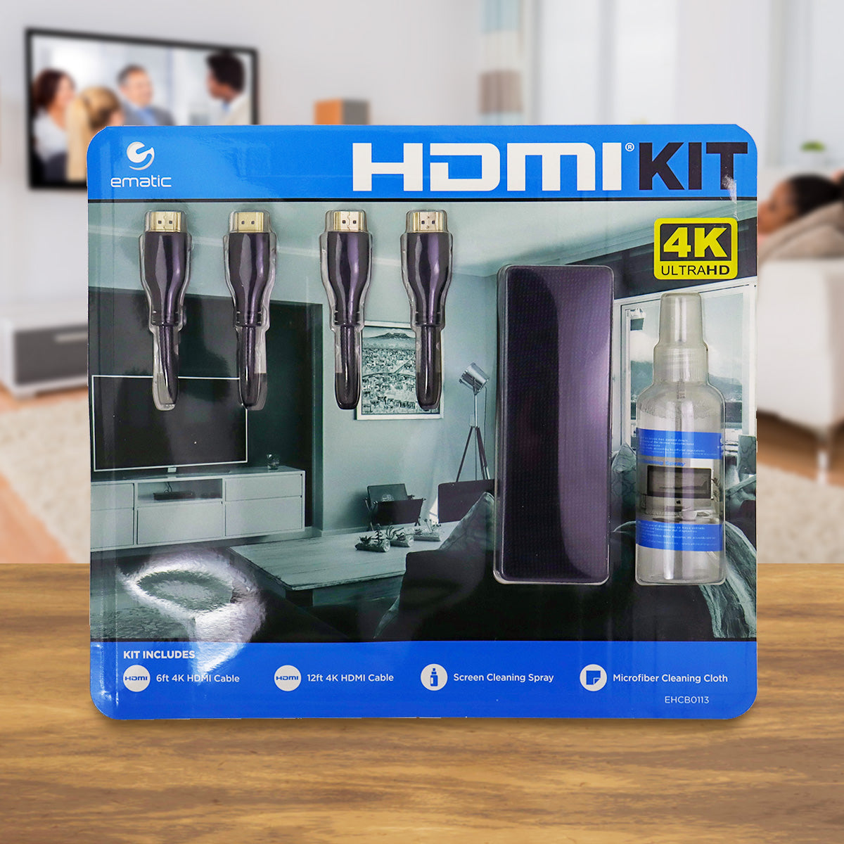 Kit de Cables HDMI 4K Ematic, 4 piezas