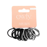 Set de 25 Ligas color Negro para el Cabello, Owly