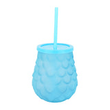 Vaso de Cristal con Popote, Color Azul, 500 ml