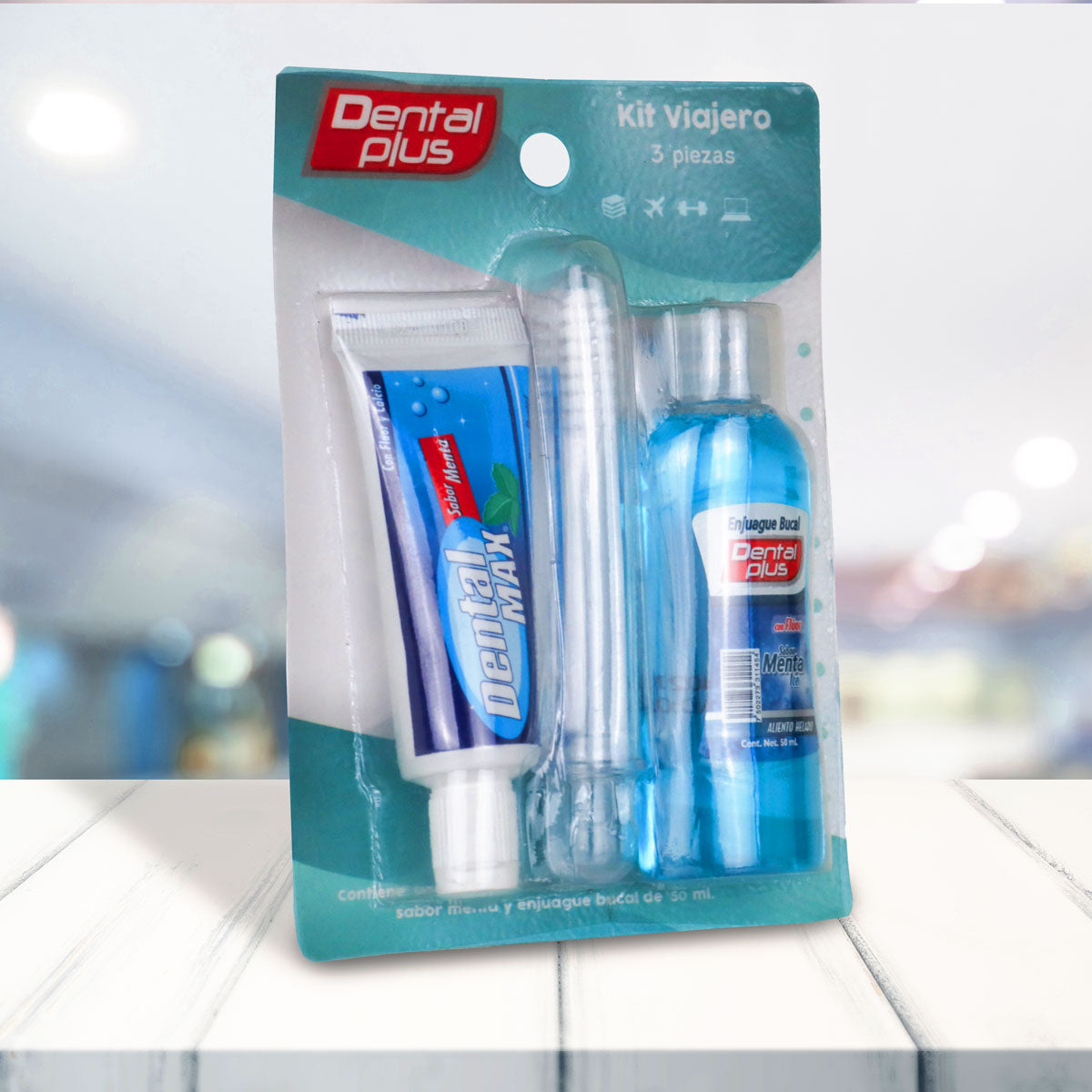 Dental Plus, Kit de Viajero, Cepillo Dental + Pasta Dental + Enjuague Bucal