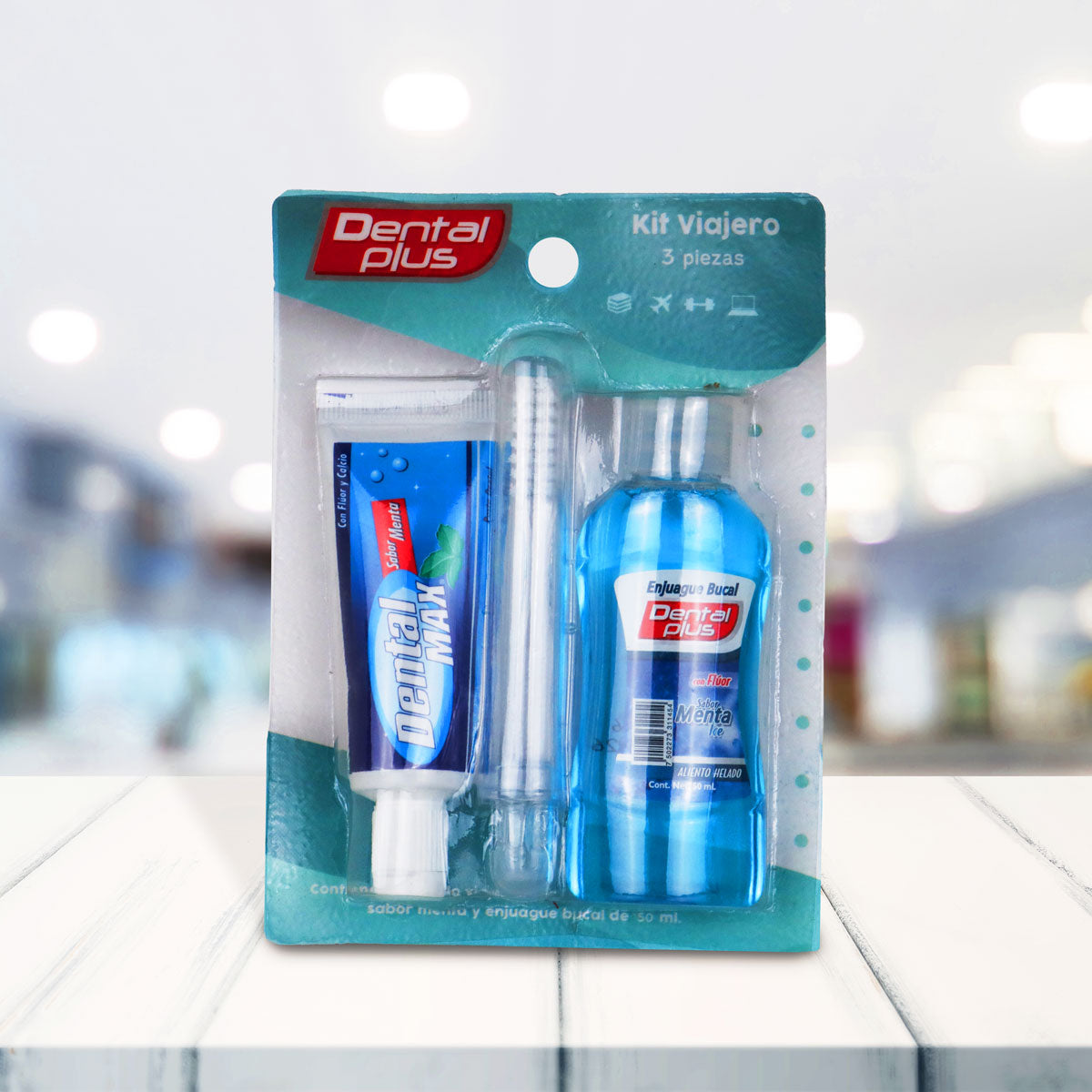 Dental Plus, Kit de Viajero, Cepillo Dental + Pasta Dental + Enjuague Bucal