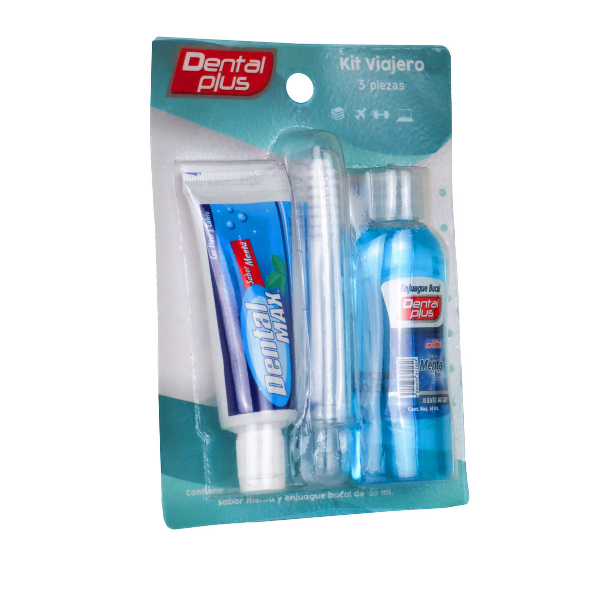 Dental Plus, Kit de Viajero, Cepillo Dental + Pasta Dental + Enjuague Bucal