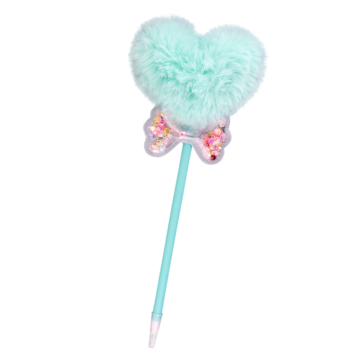 Bolígrafo con Pompón en Forma de Corazón color Aqua