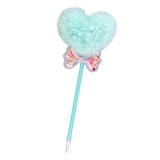 Bolígrafo con Pompón en Forma de Corazón color Aqua
