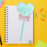 Bolígrafo con Pompón en Forma de Corazón color Aqua