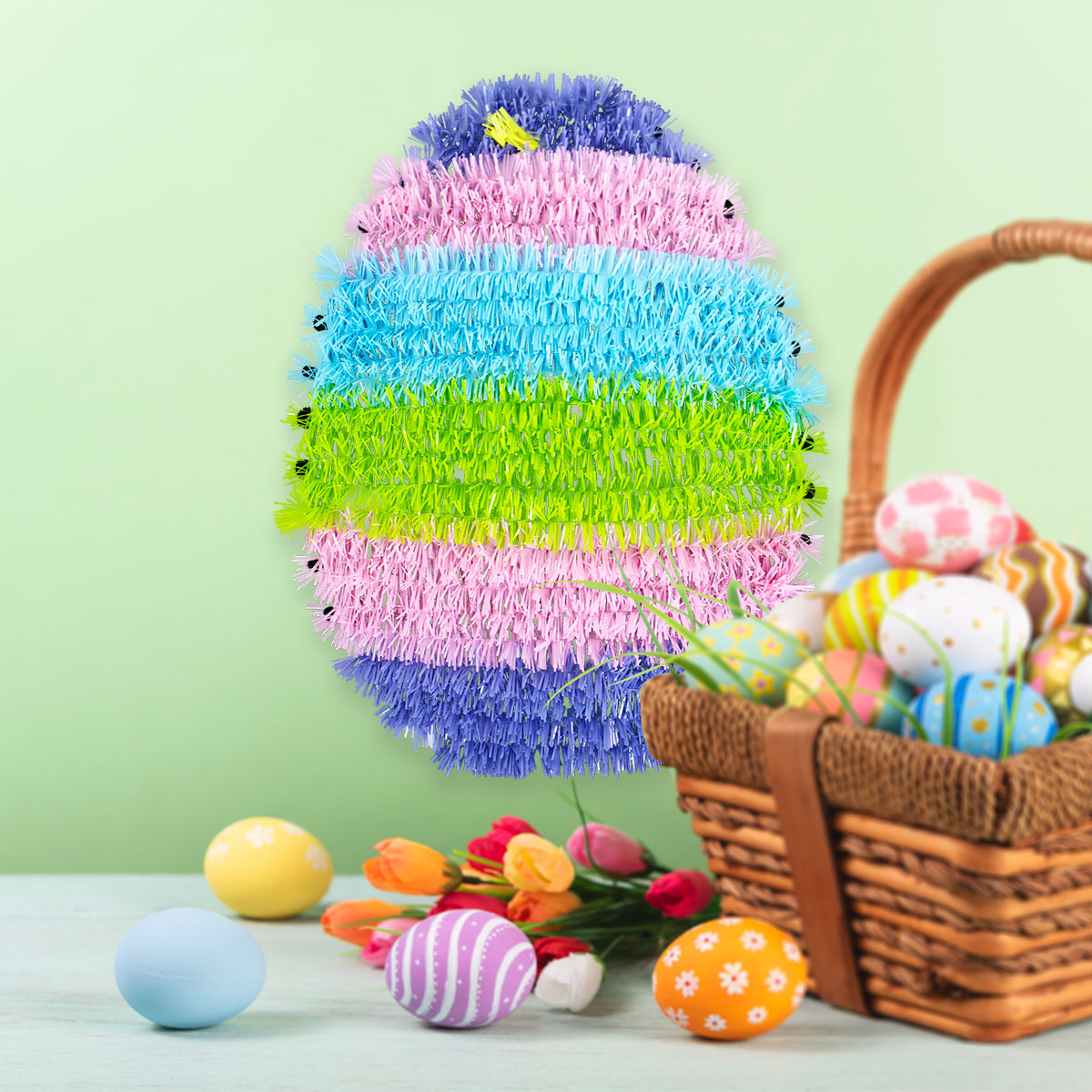 Decoración Colgante de Tinsel en Forma de Huevo para Pascua