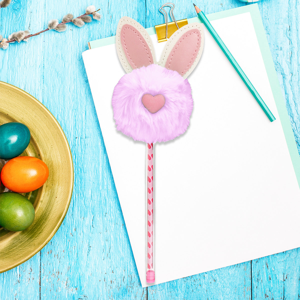 Lapicero con Pompón en Forma de Conejo, color Lila