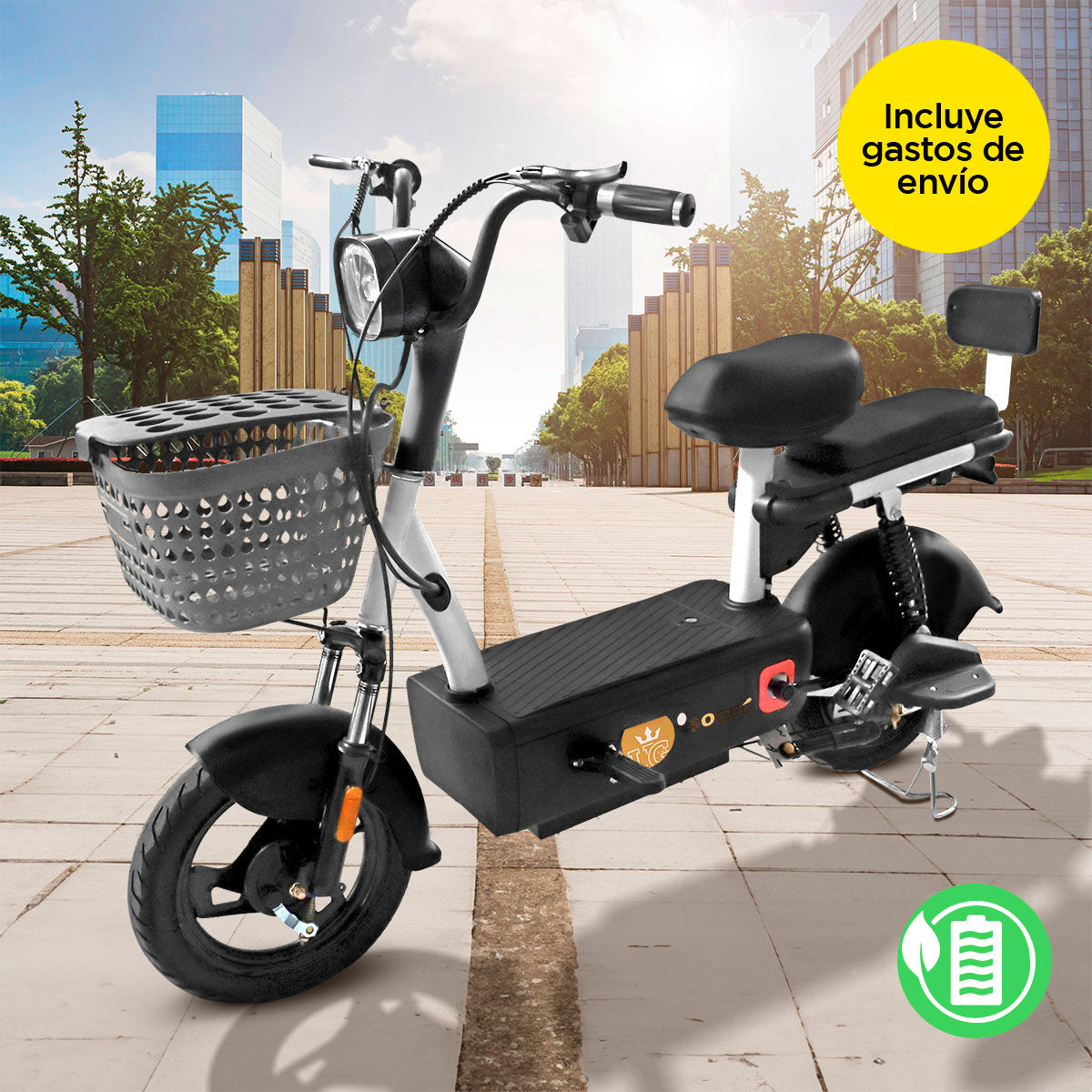 Bicicleta Eléctrica Kiwo GYE002, color Negro