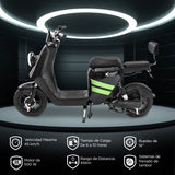Bicicleta Eléctrica Kiwo Z01, color Negro con Verde
