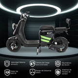 Bicicleta Eléctrica Kiwo Z01, color Negro con Verde