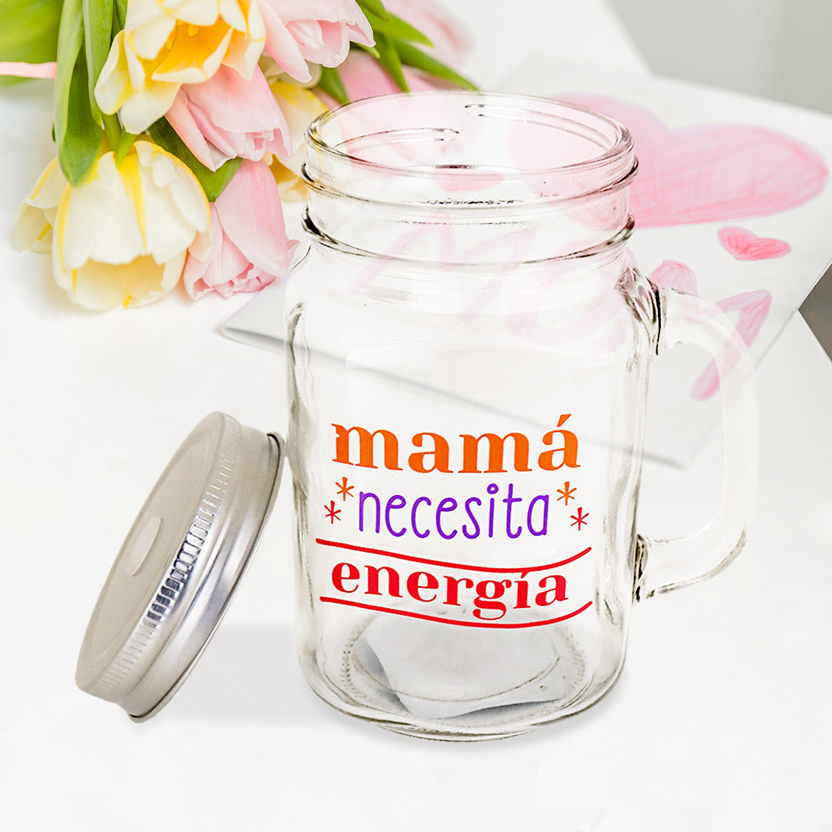 Mason Jar Mamá Necesita Energía 450ml