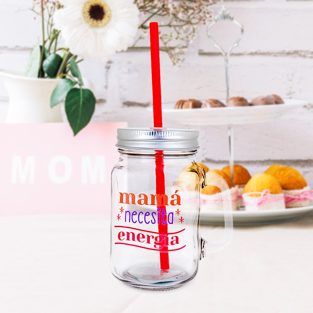 Mason Jar Mamá Necesita Energía 450ml