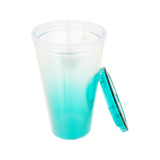 Vaso de Plástico con Tapa, color Aqua