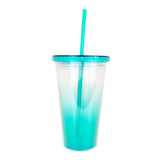 Vaso de Plástico con Tapa, color Aqua