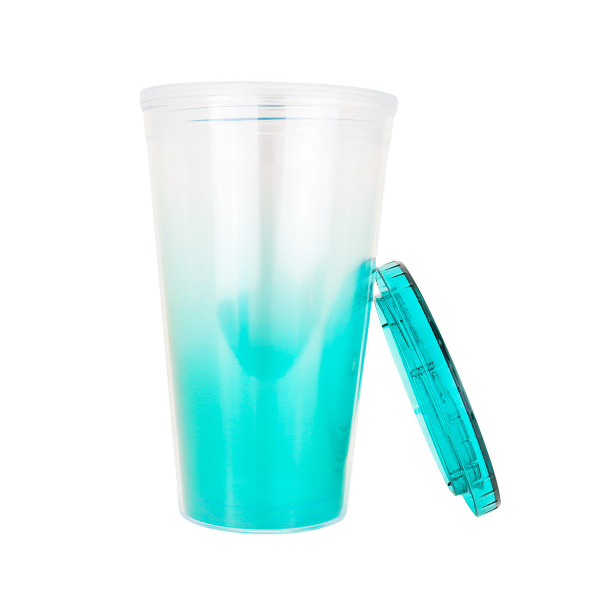 Vaso de Plástico con Tapa, color Aqua