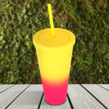 Vaso con Popote, color Amarillo, 650ml