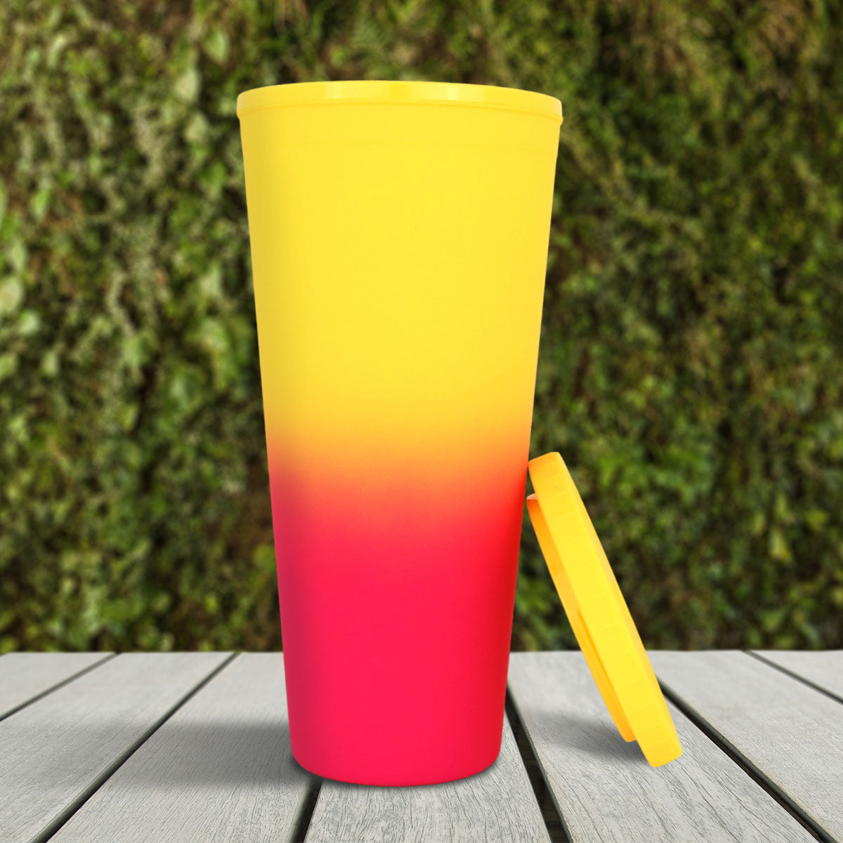 Vaso con Popote, color Amarillo, 650ml