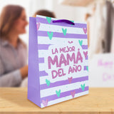 Bolsa de Regalo "La Mejor Mamá del Año", color Morado