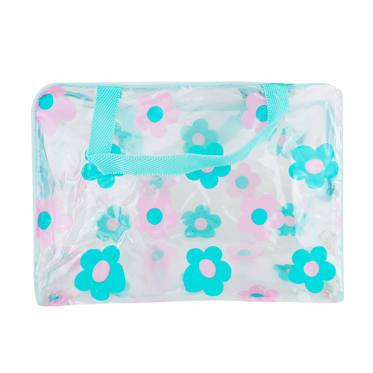 Bolsa Transparente con Diseño de Flores color Aqua, Día de las Madres