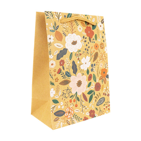 Bolsa de Regalo Papel Kraft con Diseño de Flores