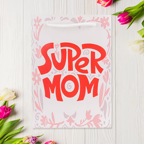 Mini Bolsa de Regalo con Frase Super Mom