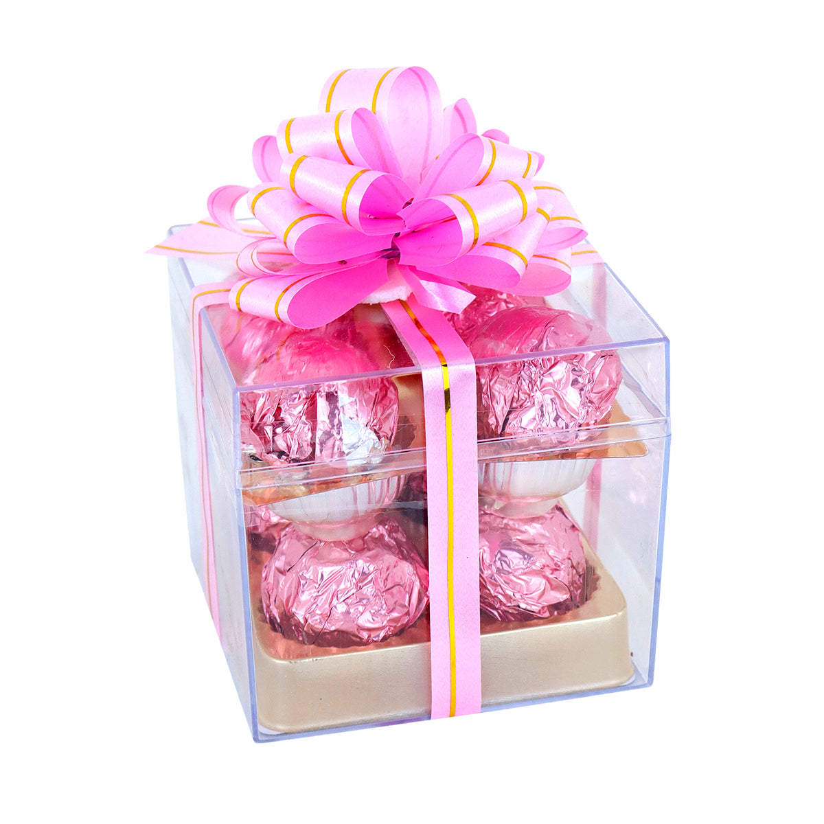 Caja de Acrílico con Chocolates, color Rosa, Día de las Madres