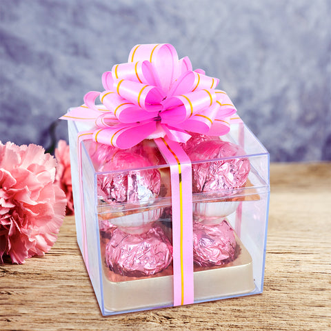Caja de Acrílico con Chocolates, color Rosa, Día de las Madres