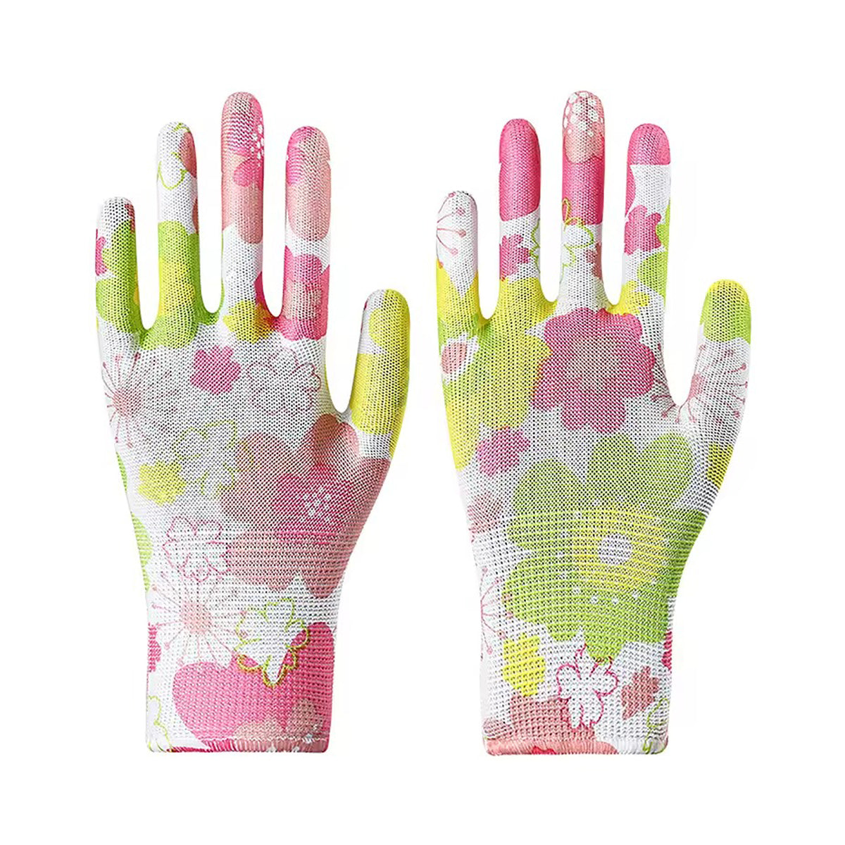 Guantes de Trabajo Antideslizantes, Color Amarillo con Rosa