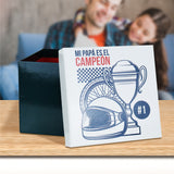 Caja de Regalo con Frase "Mi Papá es el Campeón", Día del Padre