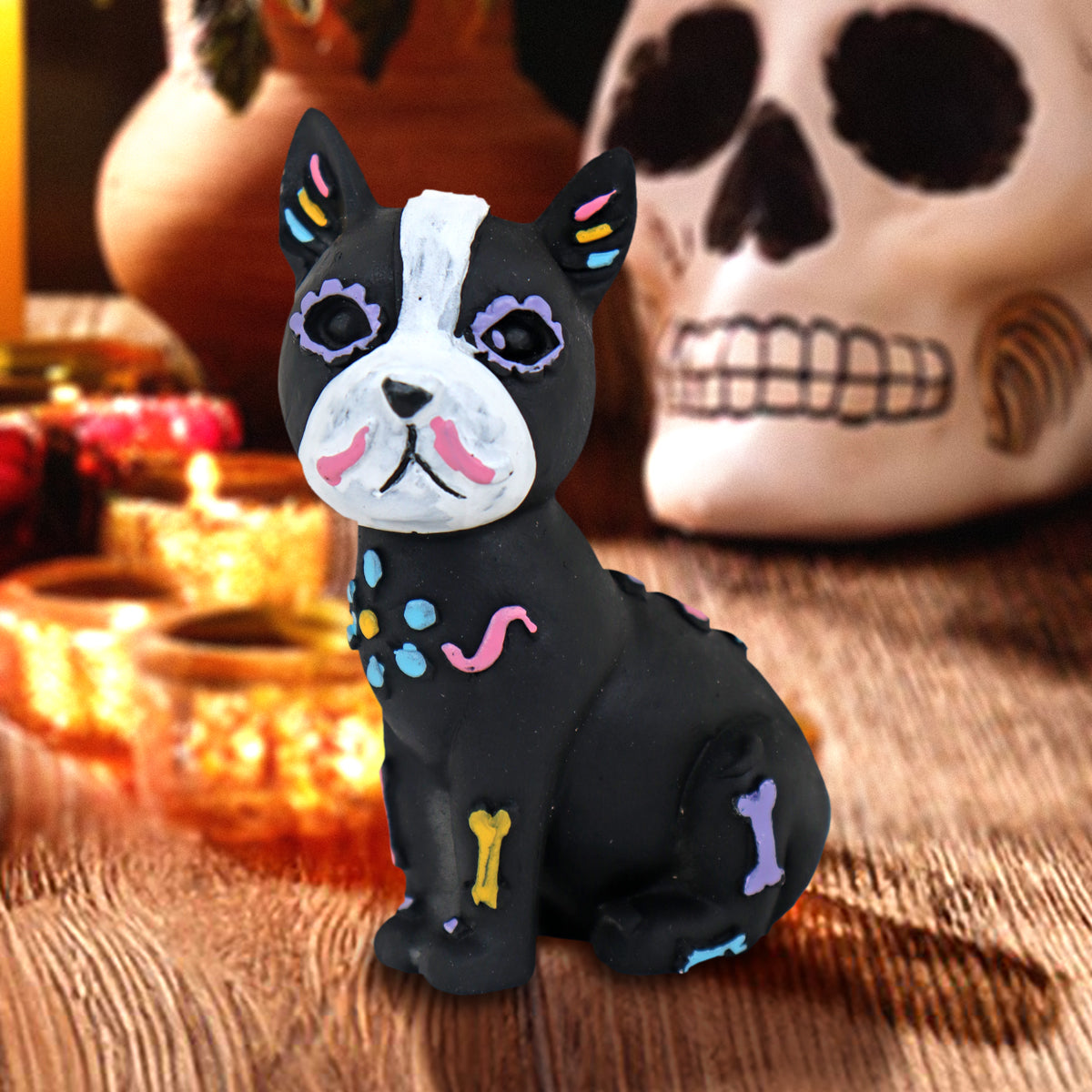 Figura de Perrito color Negro para Día de Muertos