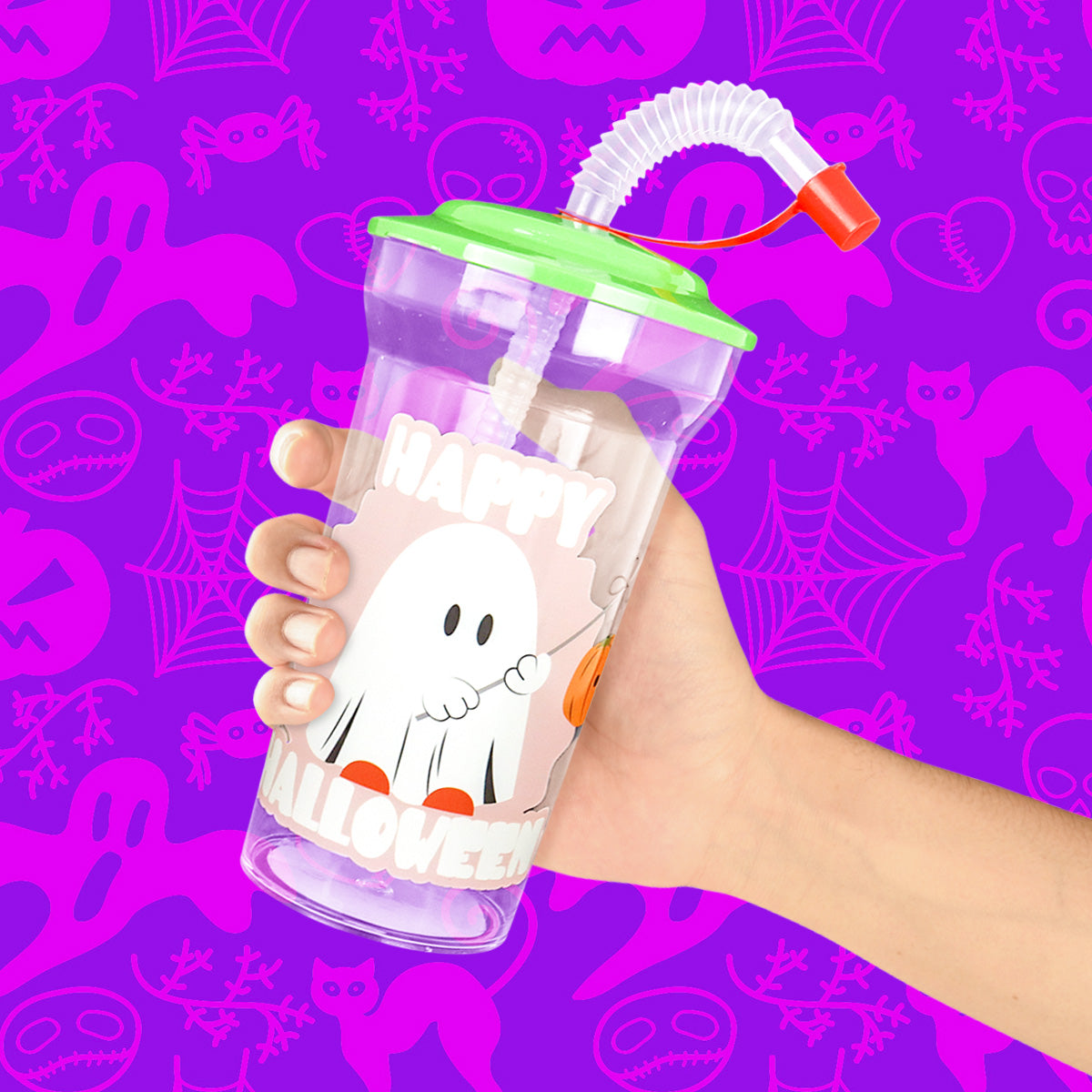 Vaso "Happy Halloween" con Popote