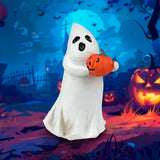 Figura Decorativa en Forma de Fantasma Sosteniendo una Calabaza